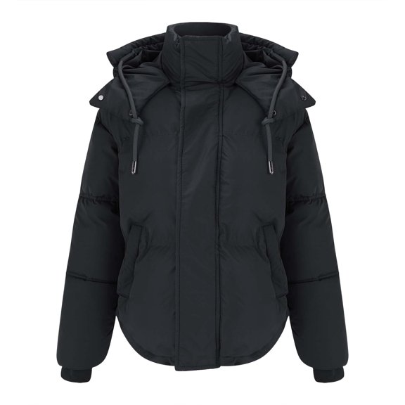 Tiqkatyck Puffer Jacket Womens Clearance, Women's Solid Color Stand Collar Cotton Coat Slim Fashion Small Button Down Cotton Coat, Womens Winter Tops, Winter Coats for Women Black L