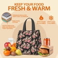 thumbnail image 5 of Pioneer Flower Floral Print Pattern Insulated Lunch Bag for Women & Adults,Large Portable Soft Cooler Lunch Bag,Thermal Food Storage Tote with Pearl Cotton,8.66L,8.75x5.75x9.5 Inch, 5 of 6