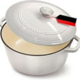 thumbnail image 5 of 6qt Enameled Cast Iron Dutch Oven, Heavy-Duty Casserole and Braiser Pan with Lid and Knob, Oven- up to 500° F & Across All Cooktops, White, 5 of 6