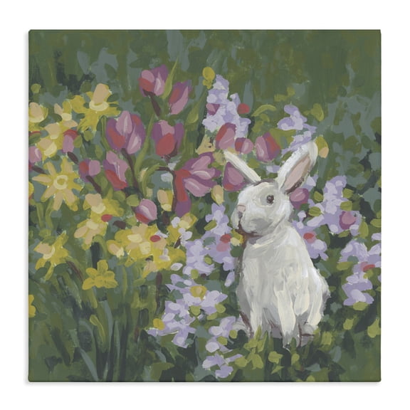 Stupell Industries French Country Botanical Bliss Bunny Canvas Art, 17 x 17, by June Erica Vess