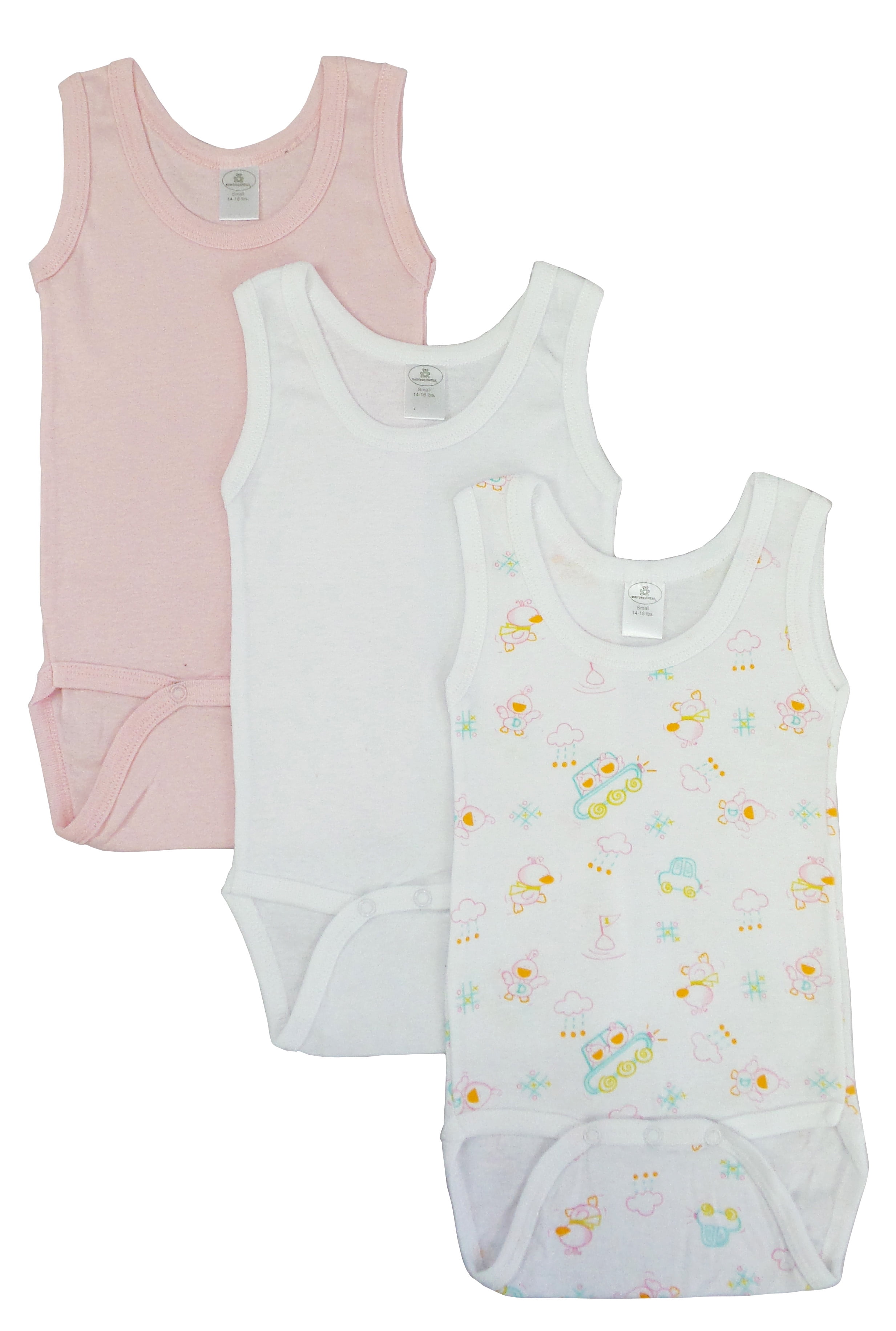 bambini Baby Infant 3-Pack Sleeveless T-Shirts Pink/Yellow 12-18 Months 