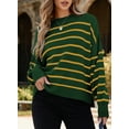 thumbnail image 4 of DOKOTOO Women Sweaters Striped Long Sleeve Pullover Tops Drop Shoulder Oversized Knitted Tops, 4 of 5