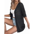 thumbnail image 5 of Cardigan Sweaters for Women Open Front Cropped Crochet Beach Cover Ups Black S, 5 of 9