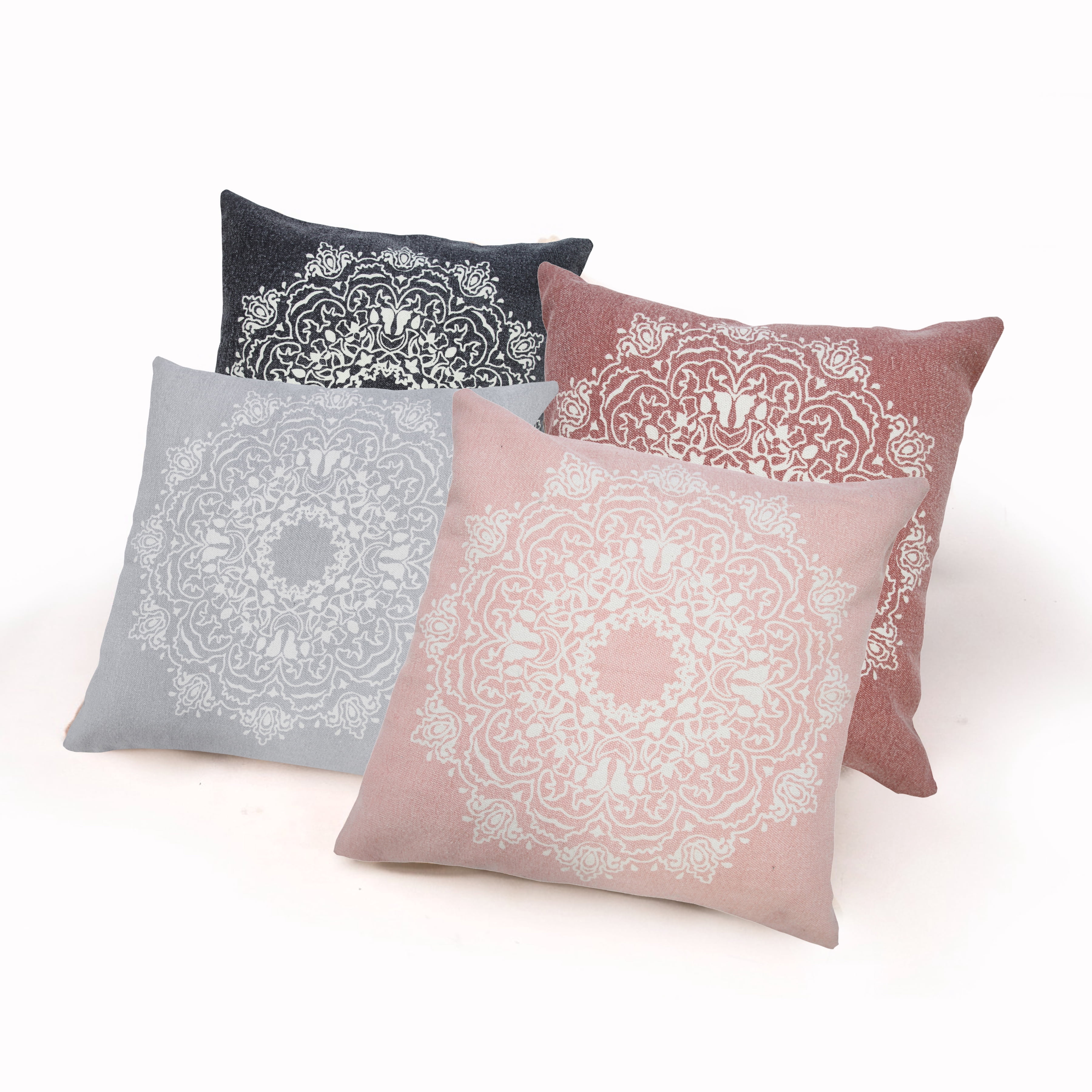 Ox Bay Ava 20" x 20" Pink/White Medallion Cotton Adult Decorative Throw Pillow Cover