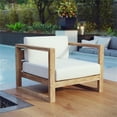 thumbnail image 2 of Pemberley Row Solid Teak Wood Natural/White Outdoor Patio Armchair Rectangular Water Resistant 29.5"H x 33.5"W x 34.5"D Unassembled, 2 of 5