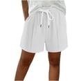 thumbnail image 2 of Byworldtasic Women's Elastic Waist Knee Length Bermuda Shorts with Drawstring Comfort-Fit Casual Shorts, 2 of 6
