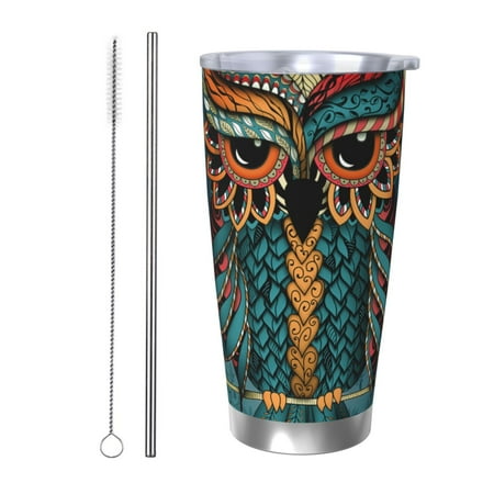 

Tideii Owl In Blue for 20OZ Car Cup Stainless Steel Cold and Hot Cup with Lid Suitable for Outdoor and Home Unisex-Straw Two-piece Set