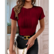 thumbnail image 5 of Camiseta de Verano de Corta con Cuello Redondo para Mujer, Color Vino Tinto L, 5 of 10