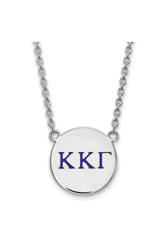 Sterling S. Rh-p LogoArt Kappa Kappa Gamma Large Enl Pend With Necklace; 18 inch; for Adults and Teens; for Women and Men