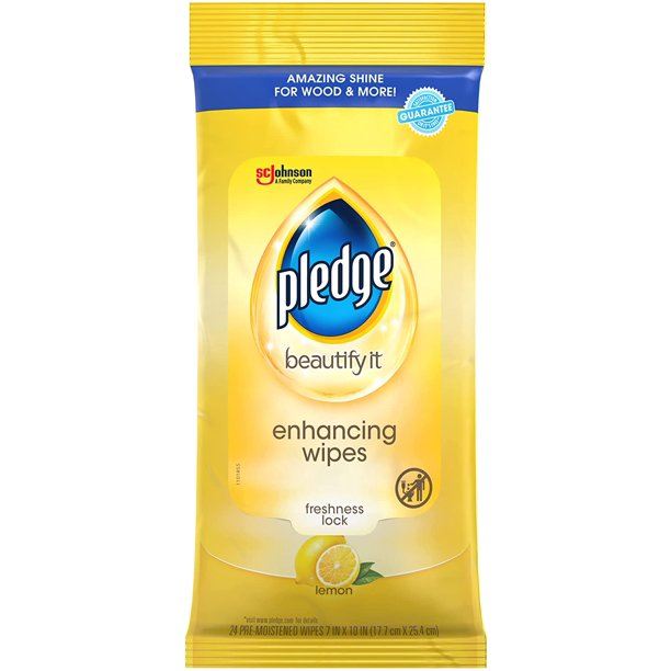 Pledge MultiSurface Furniture Polish Wipes, Works on Wood, Granite