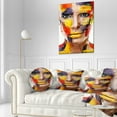 thumbnail image 3 of Designart Woman with Colorful Face - Contemporary Throw Pillow - 12x20, 3 of 5