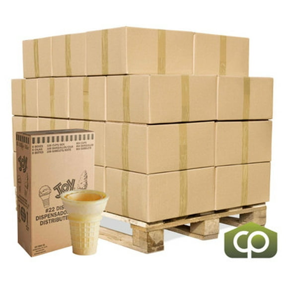 JOY #22D Flat Bottom Cake Ice Cream Cone Dispenser Pack - 864/Case (24cases/PALLET)- TOTAL 20736 CONES