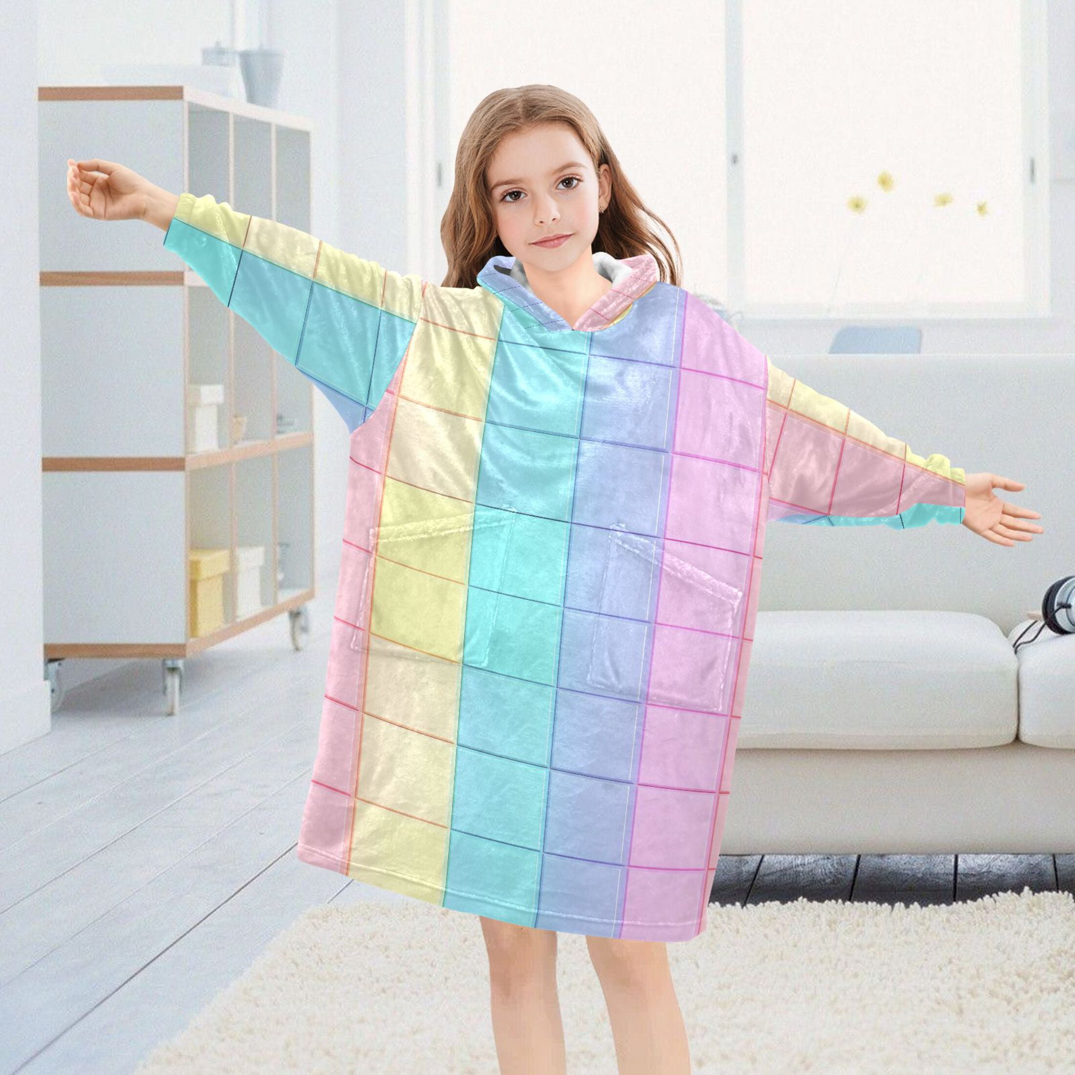 joogoo Wearable Blanket Hoodie for Checkered Plaid-a6 Flannel Sherpa Pocket 3-14 YR S