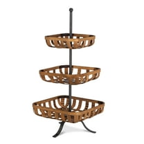 Gerson 28.50-in H 3-Tier Bamboo and Metal Tobacco Basket Tray