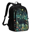 thumbnail image 1 of Disketp Mystical Black Cat Fireflies Mochila de Viaje Estampada para Laptop con Puerto de Carga USB, Mochila Impermeable para Computadora – Regalo para Hombres y Mujeres, 1 of 7