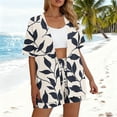 thumbnail image 7 of Mifsaly 2 Piece Sets for Women Summer Vacation Matching Outfits Tropical Print Open Front Oversized Cardigans Elastic Waist Drawstring Beach Shorts 2026 Casual Travel Fashion Clothing, 7 of 7