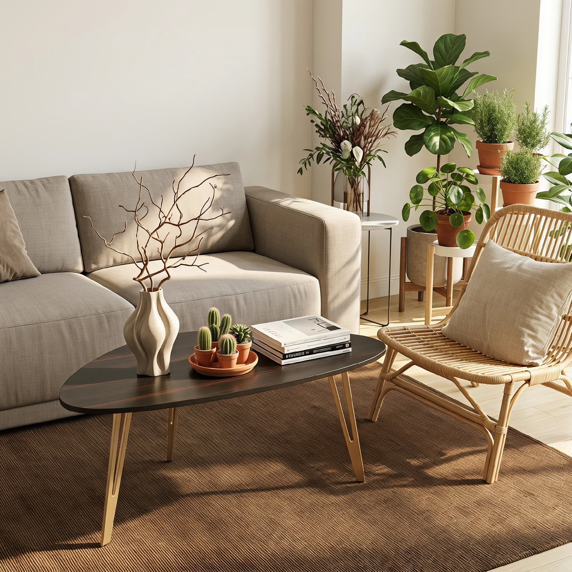Manxile Tirangle Coffee Table with Golden Metal Legs, Modern Small Oval Coffee Table for Home Office, Black Brown Pattern