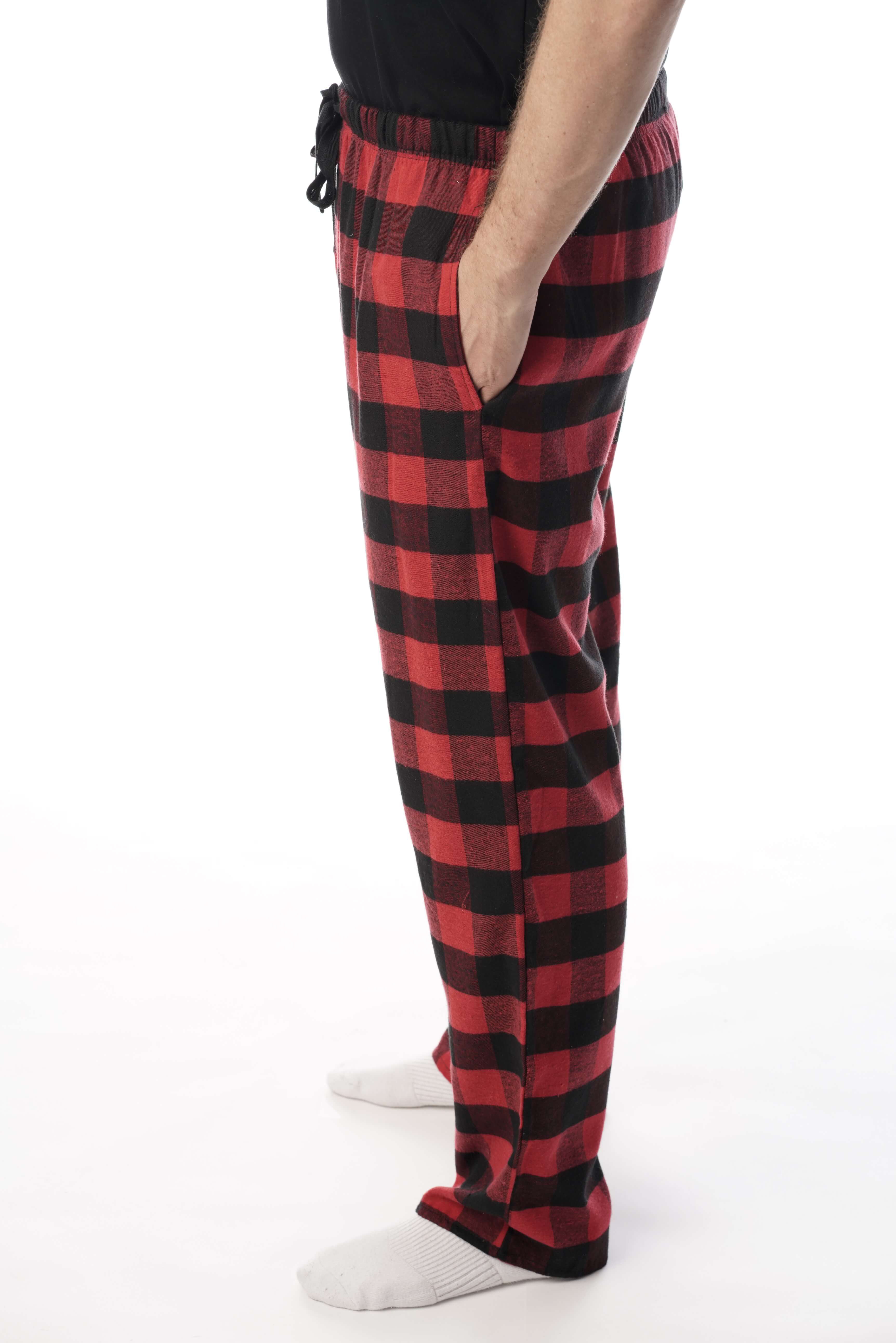 Men's Flannel Pajamas - Plaid Pajama Pants for Men (Black / Red