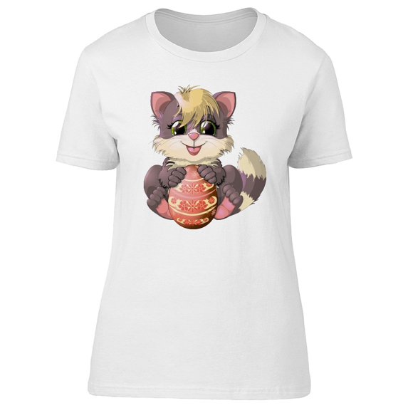Beautiful Kitten With Easter Egg Tee Women's -Image by Shutterstock