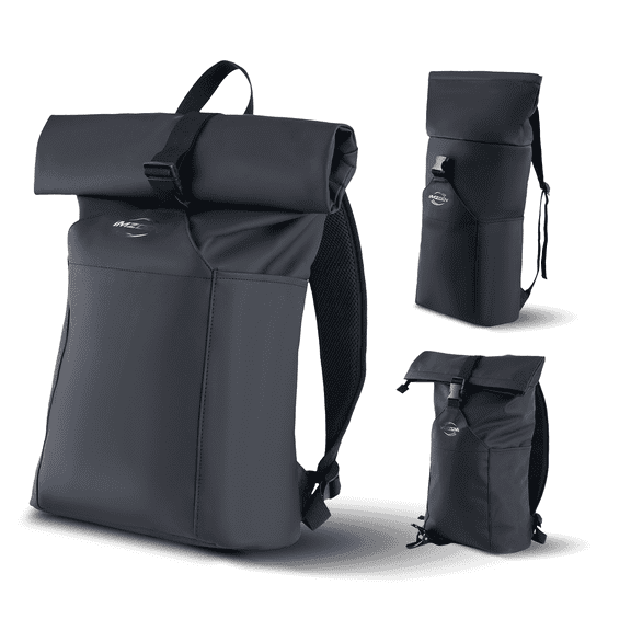 Rolltop Backpack for Men Women, Lightweight,PU Waterproof Bag Laptop Backpack Fits 16 inch Laptop Large Capacity Adjustable 23L for Travel Sports Work University Camping,Black