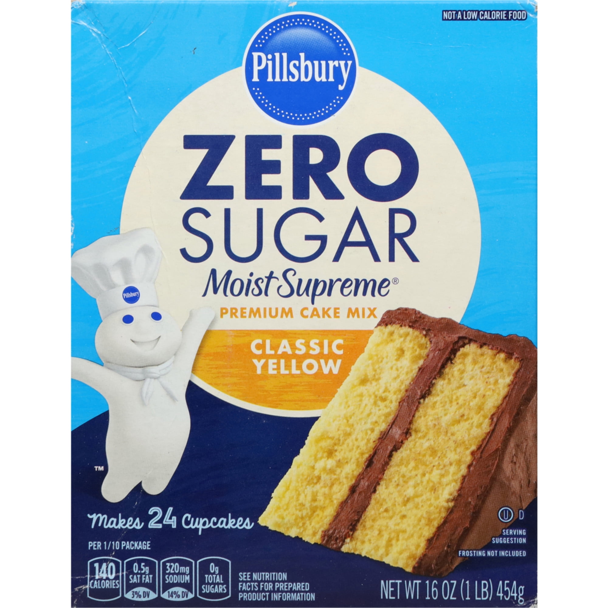 Pillsbury Zero Sugar Moist Supreme Yellow Premium Cake Mix, 16 oz Box