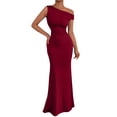thumbnail image 3 of TaTaai Women's Solid Color Sleeveless Off-Shoulder Fishtail Dress with Slim Fit, Elegant Design, and Mermaid Hem Gift, 3 of 8