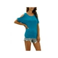 thumbnail image 4 of Yuemengxuan Women Summer T-Shirt, Solid Color Off-Shoulder O-Neck  Short Sleeves Loose Tops, 4 of 7