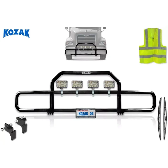 Kozak Front Grille Deer Moose Brush Bumper Guard - Black Compatible with Mack CX 2004-2017