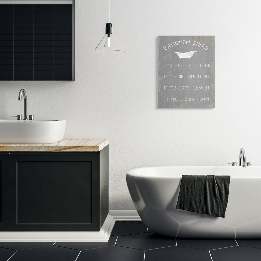 Stupell Industries Countryside Bathroom Rules Sign with Claw Bath Designed by Daphne Polselli