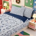 thumbnail image 3 of Manfei Happy Xmas Zipper Queen Comforter Set with Fitted Sheet and 2 Pillowcases,Cute Christmas Candy Cane Zipper Bedding Set,Navy Blue Reversible,4 Pieces, 3 of 7