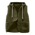 thumbnail image 5 of larppty Trendy Fleece Vest Women Sleeveless Casual Jacket Outerwear Winter Warm Lightweight Button Down Hooded Waistcoat with Pockets (AG, S), 5 of 5