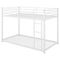 thumbnail image 7 of Metal Bunk Bed Frame for Kids, Teens, Adults, Twin over Twin Bunk Bed Low Floor Bunk Bed Frame with Ladder and Safety Guardrails, No Box Spring Needed, Bedroom Guest Room Furniture, White, 7 of 7