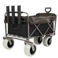 thumbnail image 5 of Fishing Cart with Rod Holders ,Beach Wagon with Big Wheels for Sand 500lbs capacity - All Terrain Steel Frame Utility Cart with 9" Pneumatic Tires,strap with multiuse bag ,black, 5 of 26