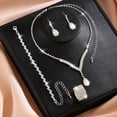 thumbnail image 7 of AEXTO Elegant Crystal Necklace Earrings Bracelets Set Silver Bridal Wedding Jewelry Sets Bride Bridesmaids Prom Formal Costume Accessories for Women, 7 of 7