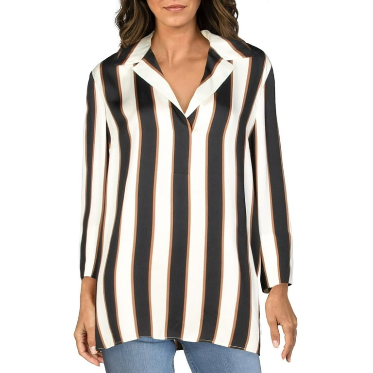 Lafayette 148 striped hotsell long sleeve blouse