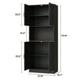 thumbnail image 4 of DIYART 71" Tall Pantry Cabinet with Charging Station, Farmhouse Kitchen Hutch with Adjustable Shelves, Modern Kitchen Pantry Storage Cabinet for Dinning Room & Living Room, Antique Black, 4 of 6