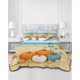 thumbnail image 2 of Quilts Queen Size Bedding Set, Coastal Pumpkins Reversible Summer Quilt 3 Pieces, Fall Watercolor Ocean Nautical Beach Lightweight Bedspreads Coverlets with 2 Pillow Shams for All Seasons, 2 of 5