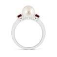thumbnail image 2 of Angara South Sea Cultured Pearl & Ruby Engagement Ring in 14K White Gold for Women | June Birthstone Jewelry for Her, 2 of 8