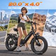 thumbnail image 4 of SAMEBIKE Electric Bike for Adults, 750W Peak Motor, 28 MPH, 48V 20Ah Removable Battery, 20"x4.0" Fat Tire E-Bike, Hydraulic Disc Brakes, 90-Mile PAS Range for Snow, Beach and Commuting, 4 of 9