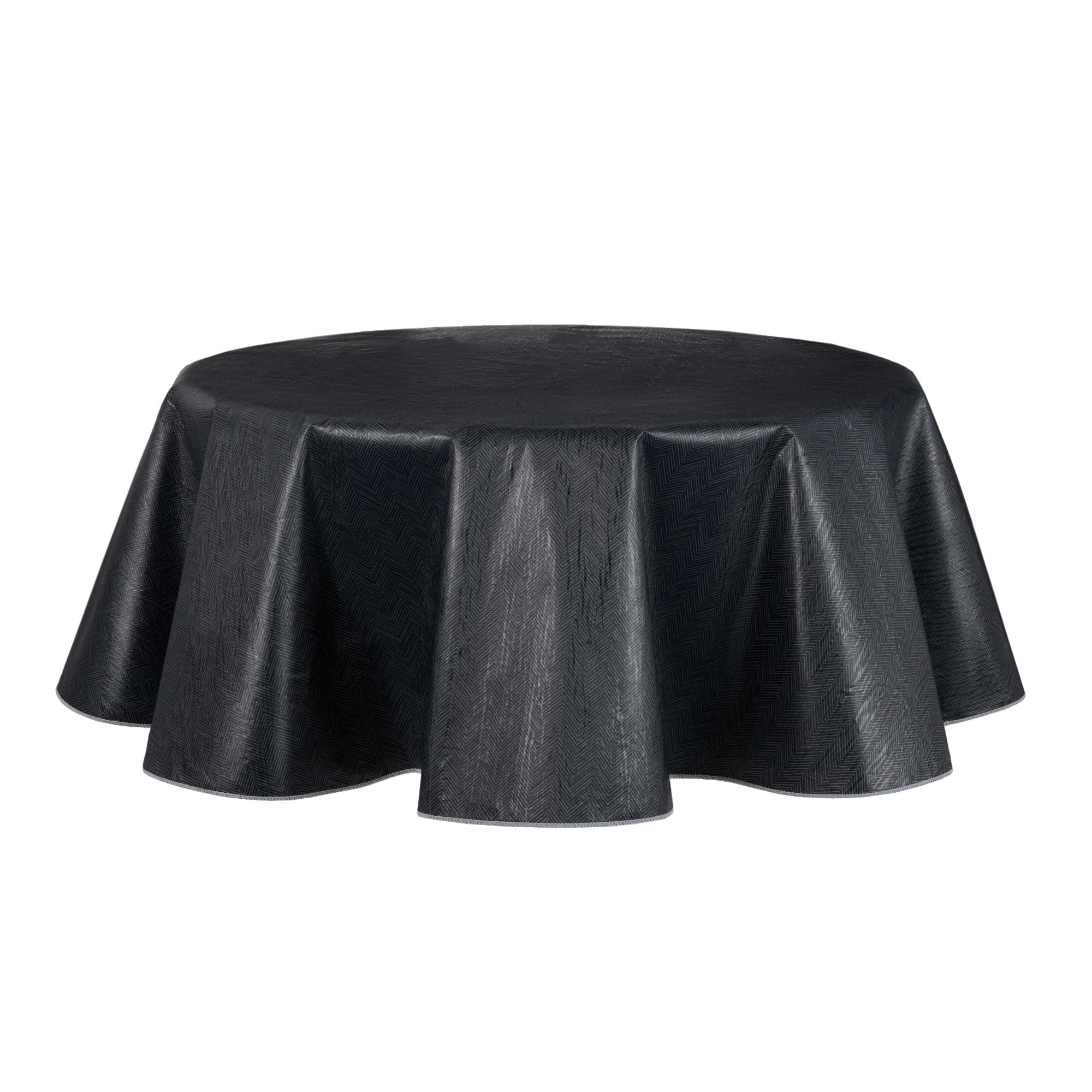 Mainstays Herringbone PEVA Tablecloth, Black, 70" Round, Available in various sizes and colors