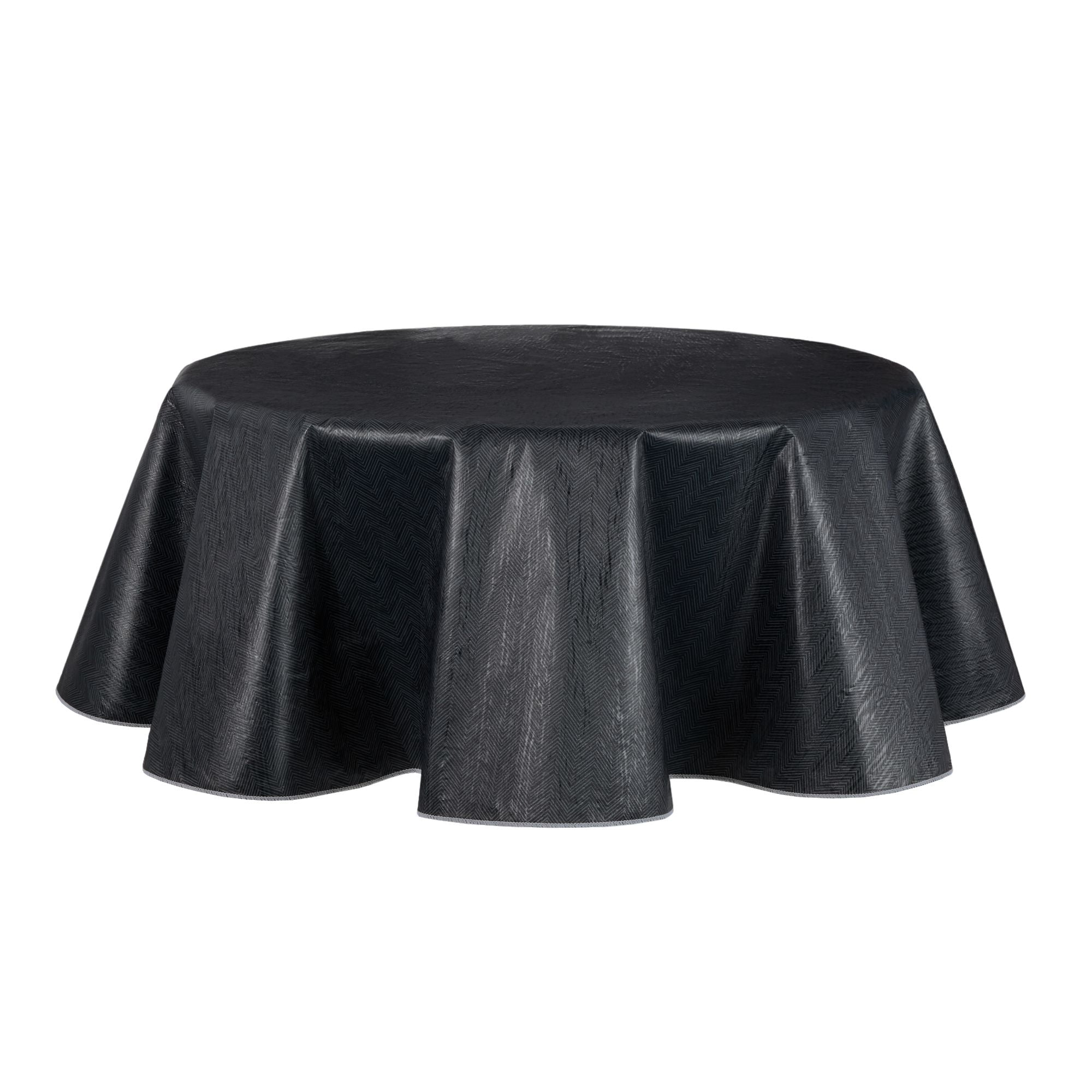 Mainstays Herringbone PEVA Tablecloth, Black, 70' Round, Available in various sizes and colors
