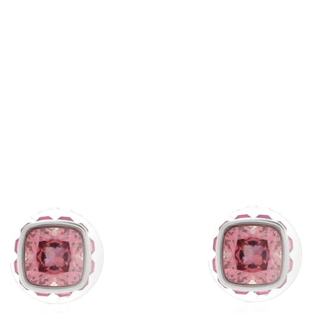 Swarovski Birthstone Pierced Earrings Studs Oct  Rhodium Shiny Pink