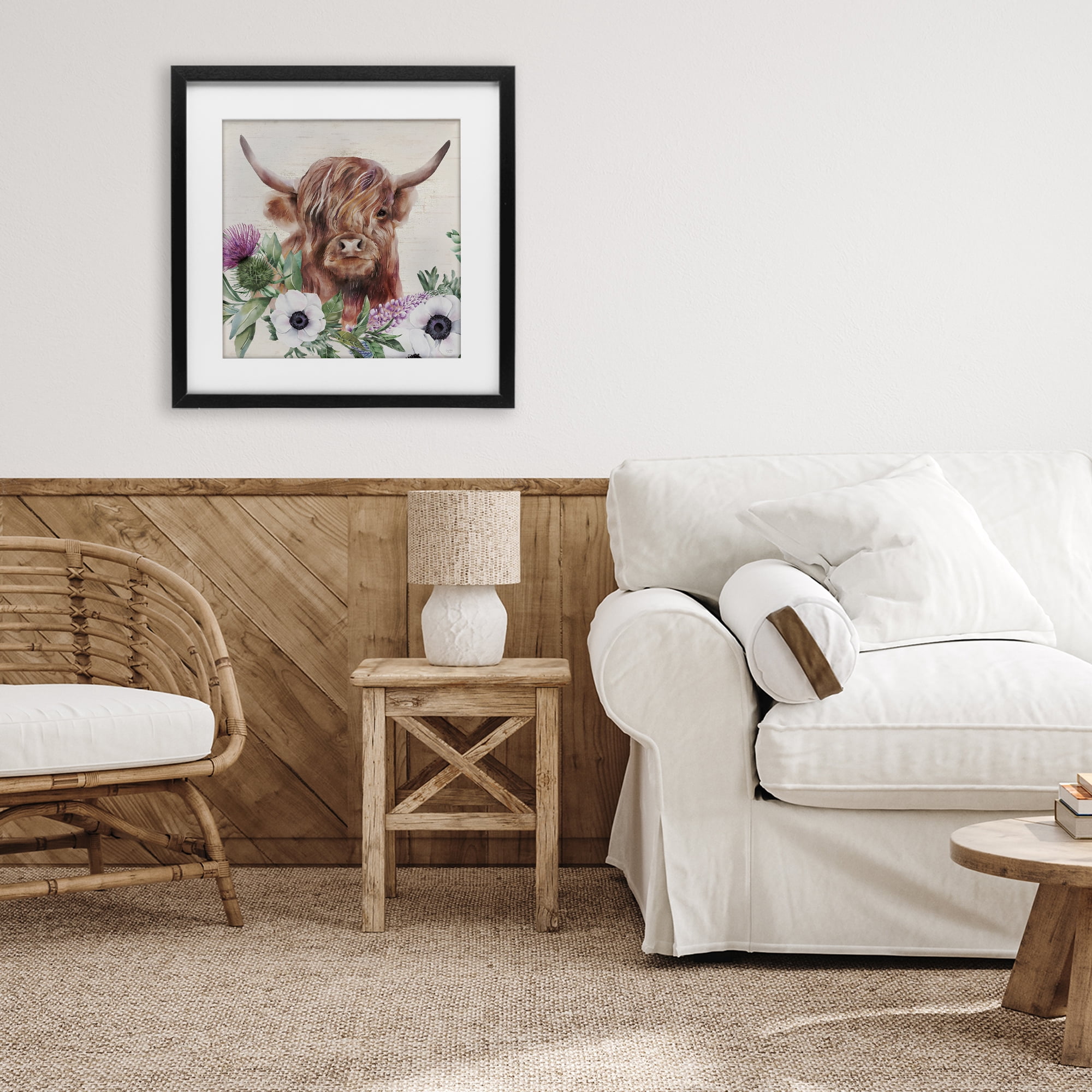 Stupell Industries Penny The Highland Cow Black Framed Print Under Glass, design by Lux + Me Designs