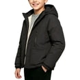 thumbnail image 2 of BXJX Boys Fleece Lined Jackets, Zipper Long Sleeve Outdoor Waterproof Winter Hooded Coats Black Size 7-8 T, 2 of 5