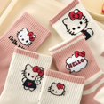thumbnail image 5 of 5 pares de calcetines de niña Sanrio Hello Kitty, calcetines de algodón de otoño e invierno con bonitos dibujos animados, accesorios de ropa para niñas, 5 of 5