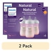 (2 pack) Philips Avent Natural Baby Bottles, Medium Flow, 9oz, Pink, 3-Pack, SCY903/13