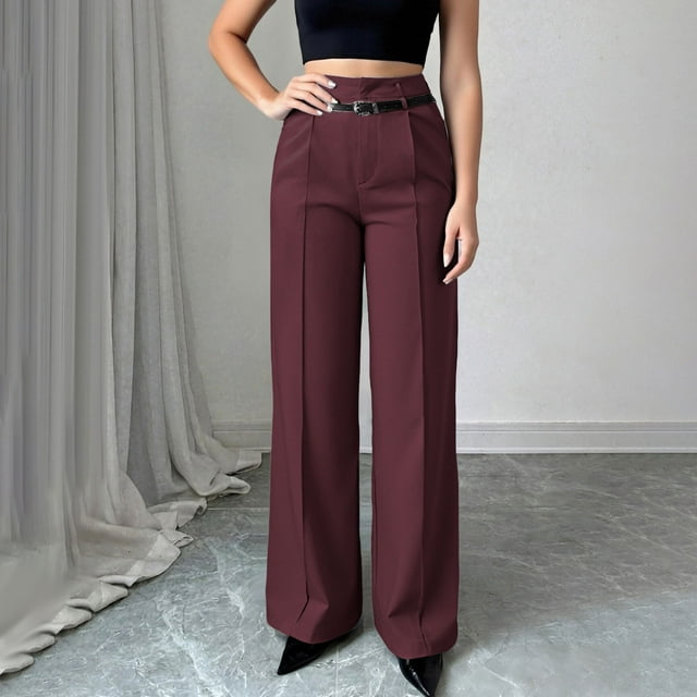 Cameland Pantalon Long Droit pour Femmes, Mode, Uni, Décontracté, avec Fermeture Éclair et Poches