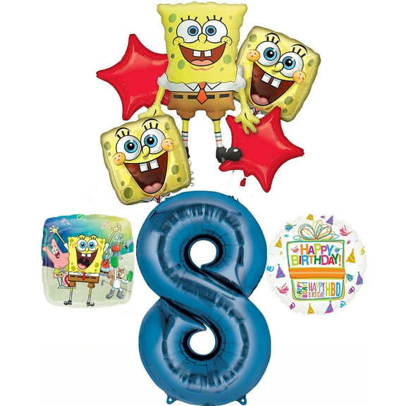 Spongebob Squarepants 8th Birthday Party Supplies and Balloon Bouquet Decorations