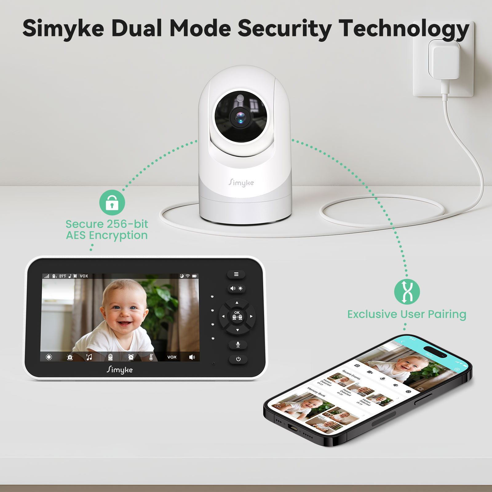 Simyke Video Baby Monitor 5" IPS Screen, 720p HD photo 7