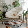 thumbnail image 7 of Barton Outdoor Rocking Chair, Patio Egg Rocking Chair, Indoor Papasan Chair, Rattan Wicker Lounge Chair, Modern Royal Chair for Bedroom, Living Room, Porch, Garden, Lawn, Beige, 7 of 7